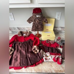 American Girl BITTY BABY Doll CHOCOLATE Cherry Outfit Coat Set & GIRL Match L 5